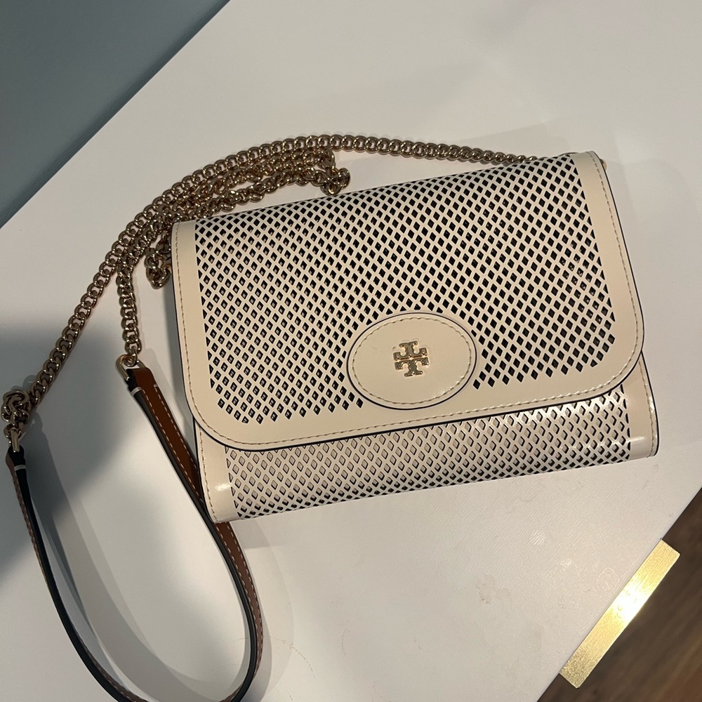 Tory Burch Cream and Black Crossbody Bag